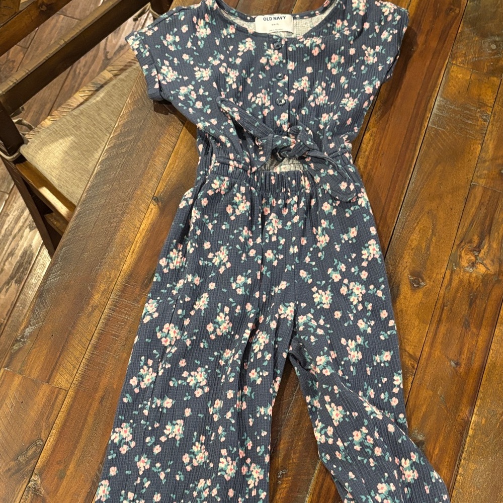 Old Navy Kids Floral Romper - Navy and Pink